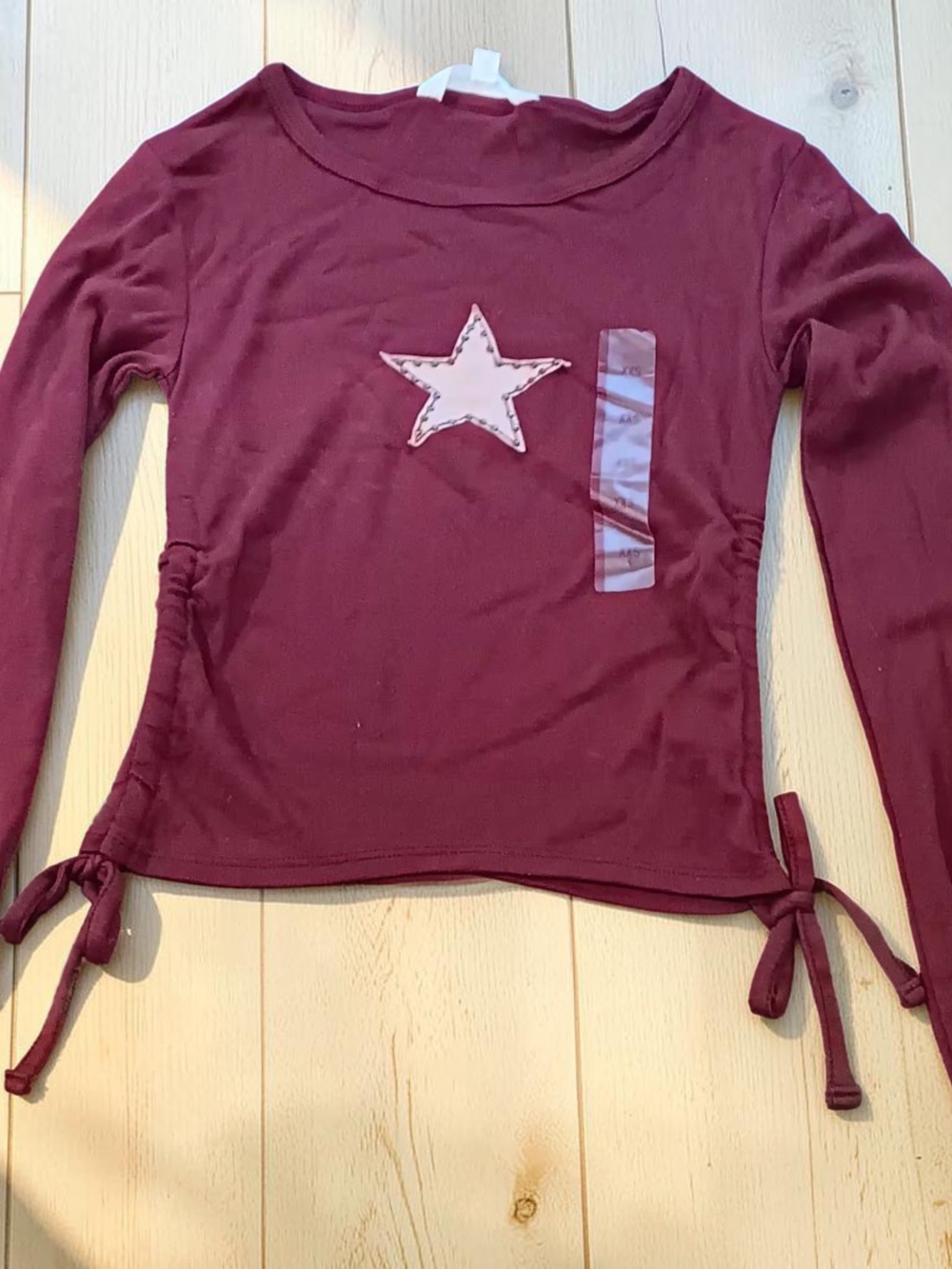 Grayson Threads Burgundy Star Long-Sleeve Top with Side Ties